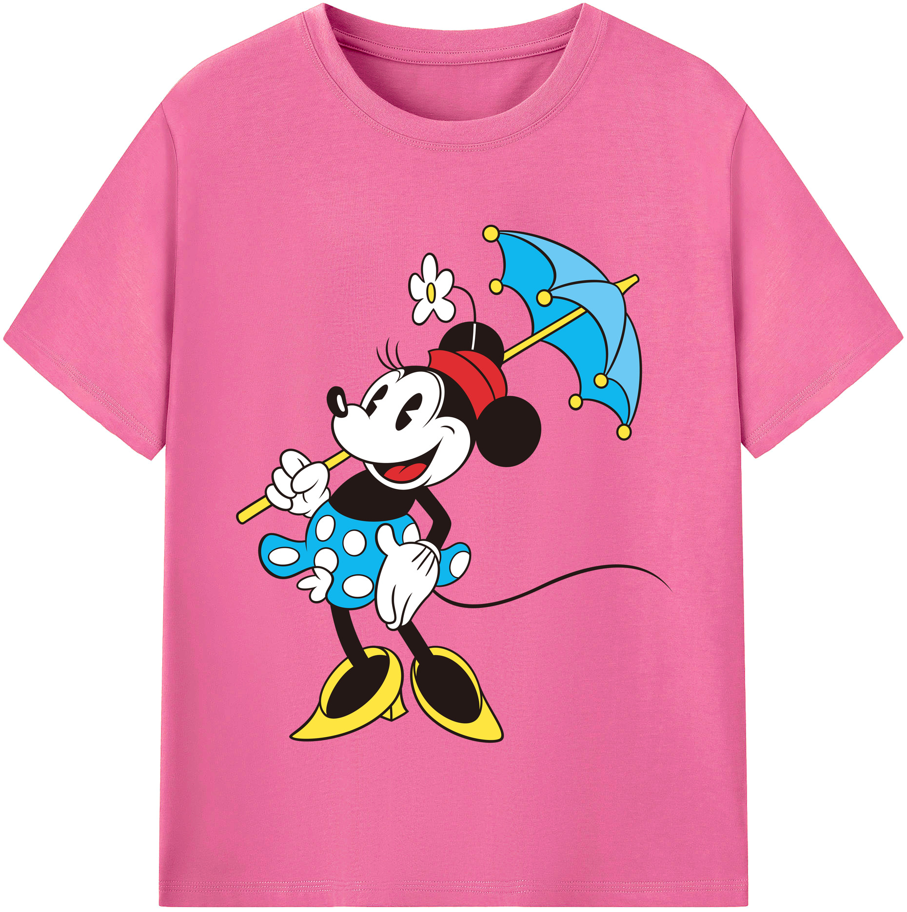 （画像用） ミッキーマウス Mickey Mouse レディースカジュアルプリントTシャツ（綿100％）